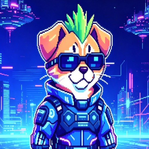 Cyber Dog in a neon city suit